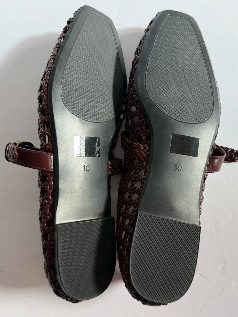 Braided Mary Jane Flats in Deep Burgundy Flats Shoes Mesh Modern 10